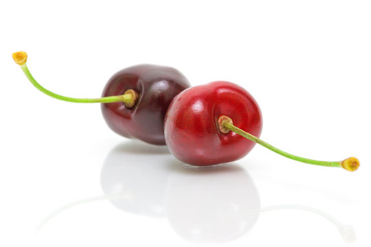 ripe cherry on a white background