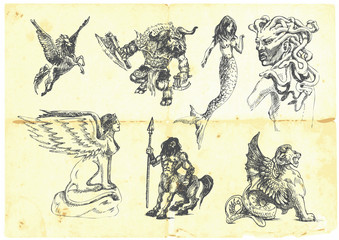 Mystical creatures. According to ancient Greek myths. - obrazy, fototapety, plakaty