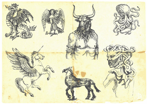 Mystical creatures.According to ancient Greek myths.