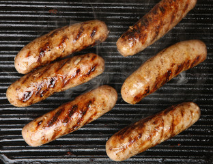 Sausages Cooking on Griddle