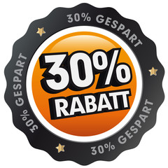 Fototapeta premium Button Orange 30 Prozent Rabatt