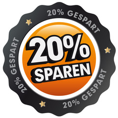 Button 20 Prozent sparen orange