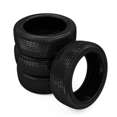 Stack of Car Tires isolated on white background