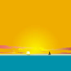 水平線に沈む夕日