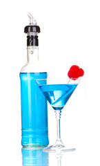 Tasty blue cocktail isolated on white