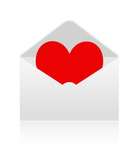 Red heart into envelope