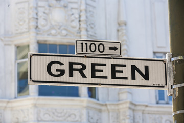 street sign of famous Green Street in San Francisco