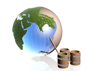 Paint barrels and Earth