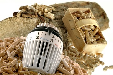 Holzpellets mit Heizungsthermostat