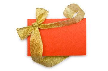 Envelope with colourful ribbon on white