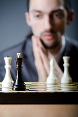 Chess player playing his game