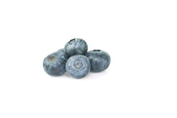 Bilberry with leaves on white background.