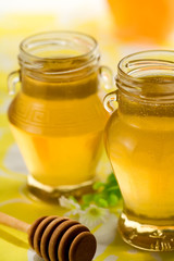 Honey jars with a dipper