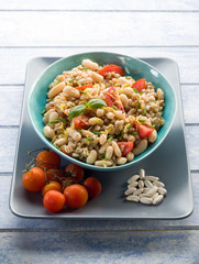 spelt risotto with beans and tomatoes