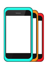 Vector smartphone in a cover set isolated on white. Eps 10