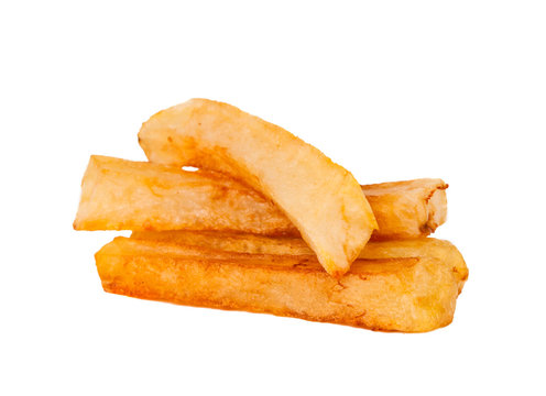 Fried potato chips isolated