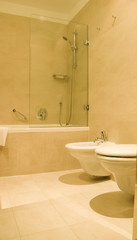 bathroom with toilet and bidet luxury hotel Budapest Hungary