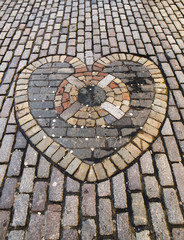 Heart made of stone pavers