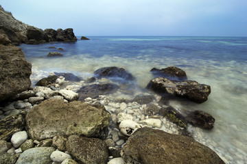 Rocky coast of the sea. Landscape