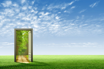 Door open to the new world, for environmental concept and idea