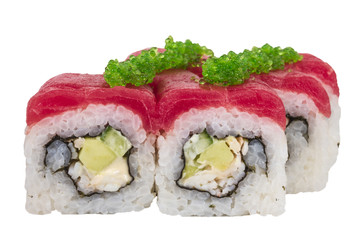 Maki Sushi - Roll made of Crab, avocado, cucumber inside. Fresh