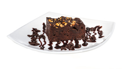 cake truffle with black chocolate sauce