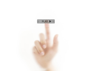 Finger pressing play icon button