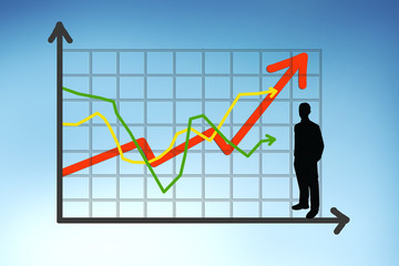Business and graph on the screen background