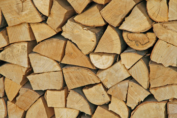 woodpile in the Woodshed ready to burn and heat