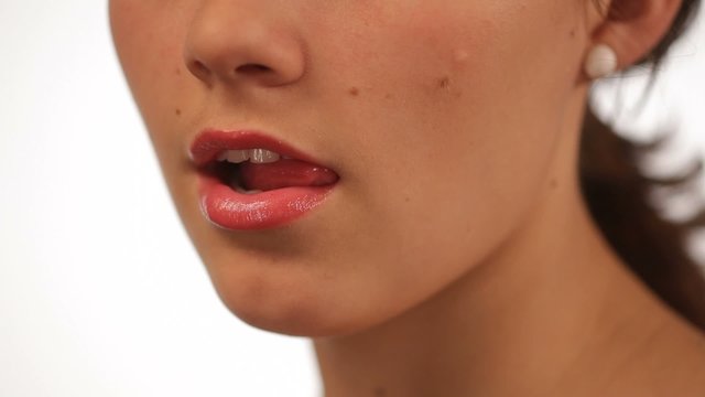 Licking mouth isolated