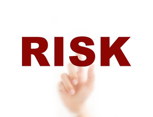 Finger pointing RISK, for risk management concept