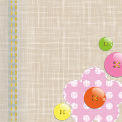 Textile background with funny buttons