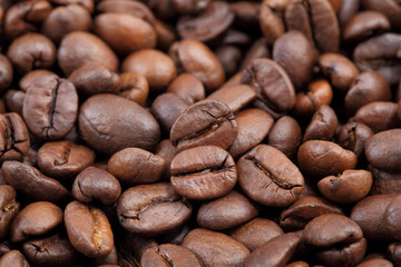 Coffee beans in closeup
