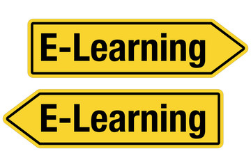 2 Pfeilschilder gelb E-LEARNING