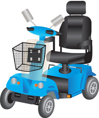A Blue Electric Mobility Scooter for the Disabled