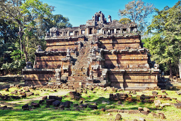 Ancient buddhist khmer temple in Angkor Wat complex