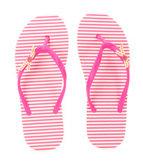 pink beach shoes isolated on white.