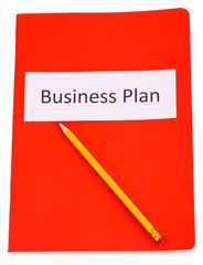 Red folder labeled business