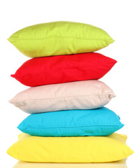 Fototapeta na wymiar Bright color pillows isolated on white