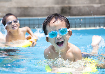 asian boy in swimming pool