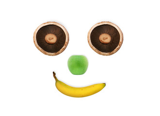 SAD fresh fruits isolated on a white background with tear , idea