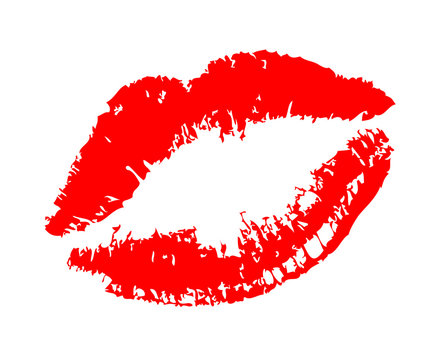 Lipstick kiss on white