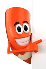 3d render of colored pencil and a blank board