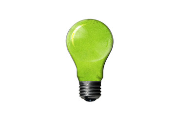 Bulb with green grass isolated on white background , green eco c