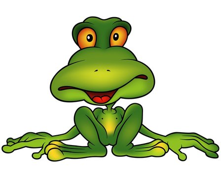Green Frog - Colored Cartoon Illustration