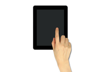 a male finger touch a touchpad device