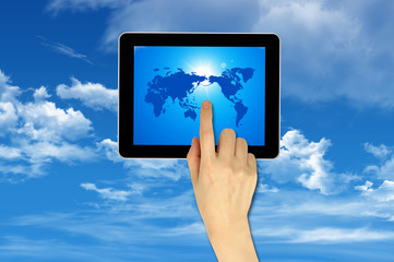 Cloud computing on touch pad Concept