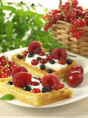 Waffles with summer fruits