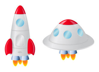spaceships on a white background