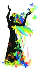 Deurstickers Vrouw met bloemen voor ontwerp © itmuryn